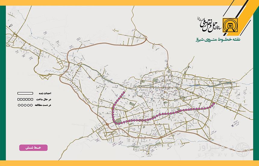 نقشه خط شش مترو شیراز